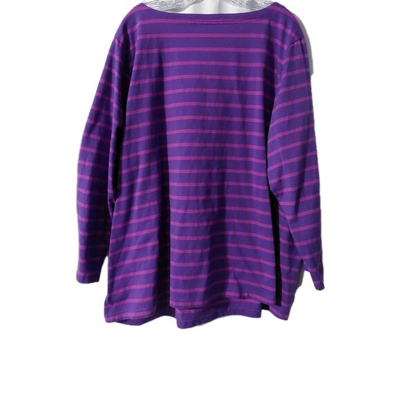 Bob Mackie Wearable Art Women’s Shirt Size 3X Striped 3/4 Sleeve Purple Pink - Picture 2 of 7